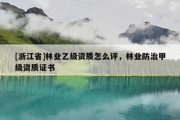 [浙江省]林業乙級資質怎么評，林業防治甲級資質證書